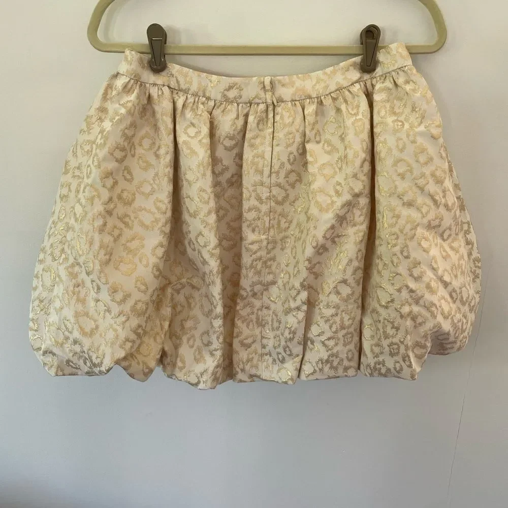 Lilly Pulitzer Leah Animal Print Skirt Gold Dazzle Leopard Jacquard Womens 8 - Picture 6 of 7